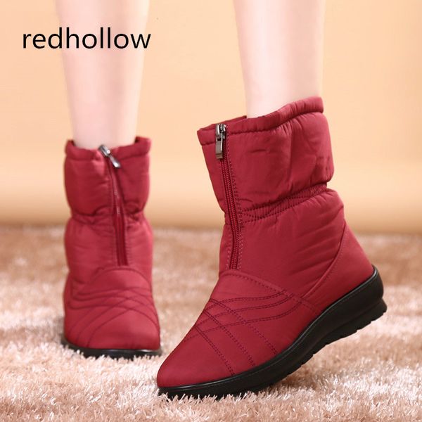 

boots 2021 winter snow waterproof women soft warm mother shoes casual cotton comfort femal plus size 35-42, Black
