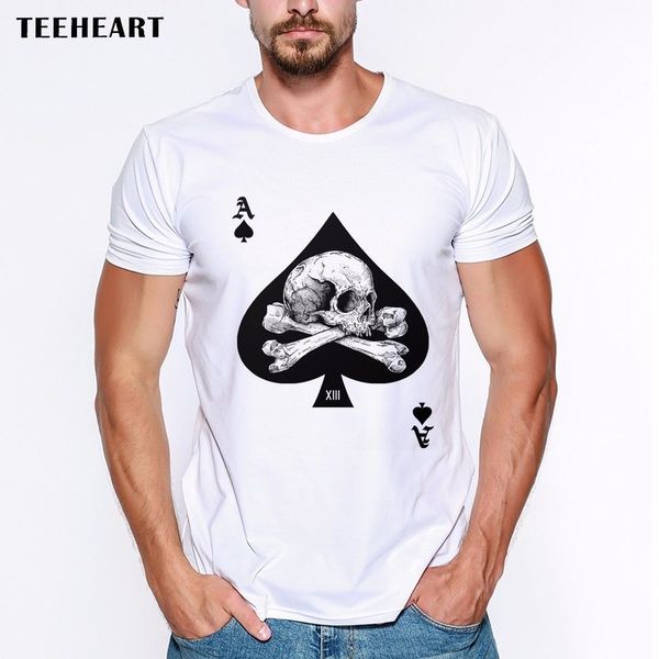 

2019 male selling ace of spades skull cards hipster funny joke men t shirt tee summer tee shirt