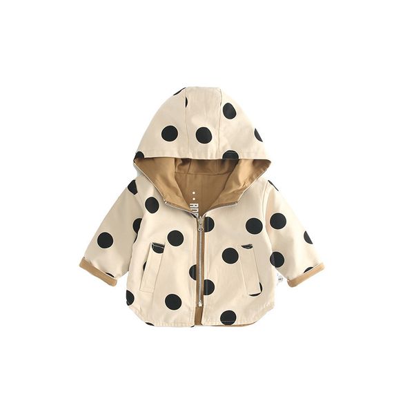 

korean style 100% cotton infant kids children reversible dot zipper hoodie coats baby boys girls casual jackets outwear clothes y18102508, Blue;gray