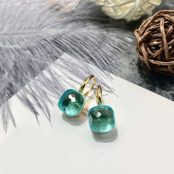 

fashion exquisite colored natural crystal earrings for woman french simple drop jewelry, Silver