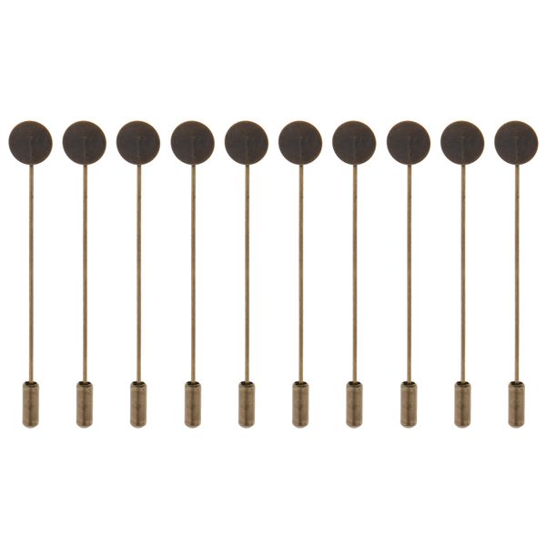 

10 шт 1см результаты blank tray клей на pad отворотом стик иглы pin diy, Gray