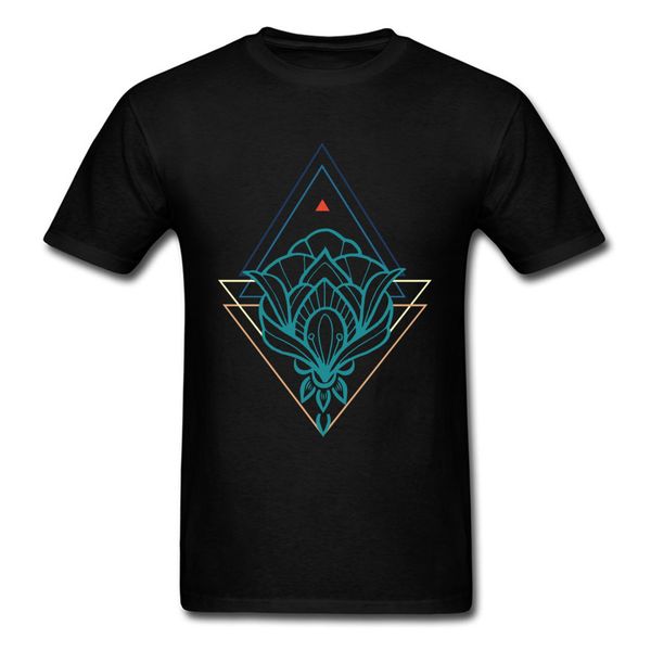 

мужчины топы тис геометрическая футболка треугольник tshirt лотос mandala tshirt день благодарения 100% хлопок черный преобладающих одежды