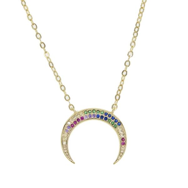 

2020 красочных cz рог ожерелье голдфилд алого классические радужных роговых ювелирных изделий для женщин девочек деликатного минимального пр, Silver