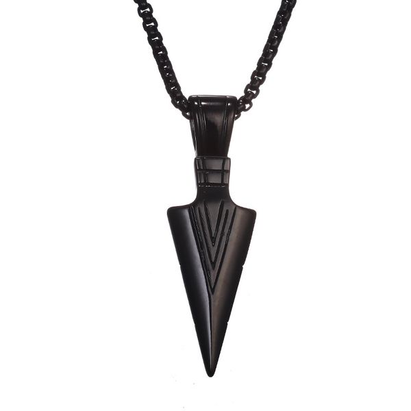 

spearhead tribal surf pendant necklace for men gold silver color color black arrowhead necklaces fashion punk male jewelry
