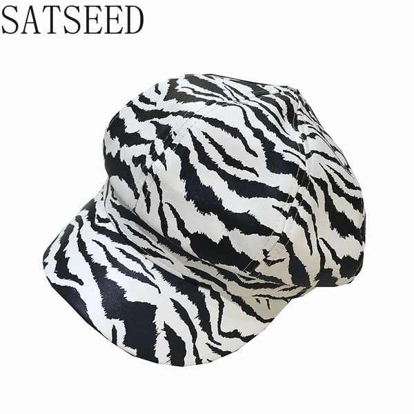 

hat женщины 2020 весной и осенью zebra pattern navy hat британский восьмиугольная-стрит японская мода duck tongue берет, Blue;gray