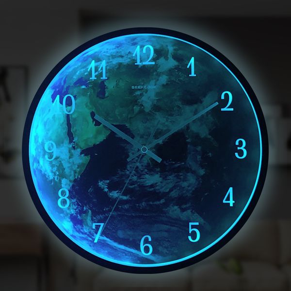 

night light wall clock creative modern simple novelty simple art wall clock silent metal zegary na sciane living room de50wc