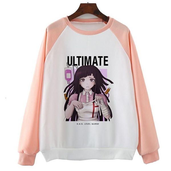 

mikan tsumiki danganronpa мода женщина толстовка fit печать с длинным рукавом толстовка tee o-образный вырез плюс размер печать, Black