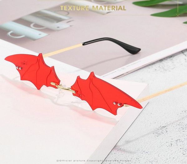 

bat rimless sunglasses new fashion bat vintage sunglasses women mirror retro rimless sunglasses men frameless trend fashion small ayqoq, White;black