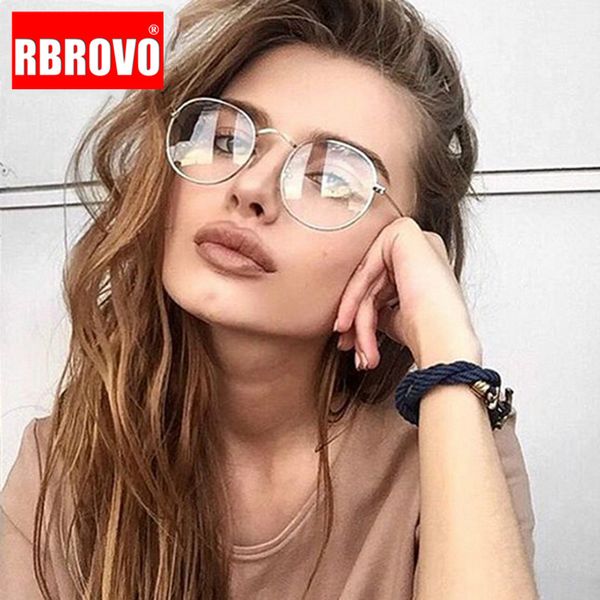 

sunglasses rbrovo aolly round glasses women vintage eyeglasses brand designer frame metal lentes de lectura mujer, White;black