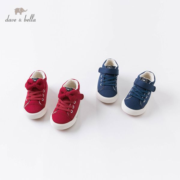 

db14713 dave bella winter baby girls boys fashion cartoon bow canvas shoes new born casual shoes, Black