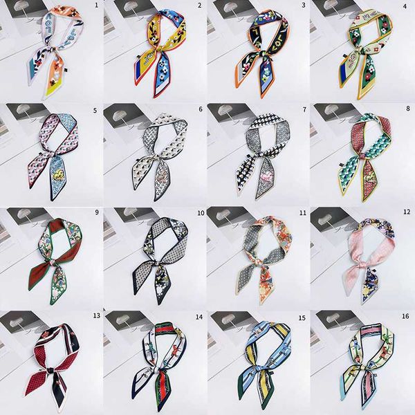 

scarves wild literary long thin narrow satin scarf suitable for four season woman shawl decorative neckerchief all-match elegant tippet, Blue;gray
