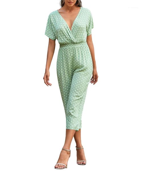 

polka dot pattern jumpsuits casual natural color short sleeve rompers womens designers clothes women jumpsuits fashion, Black;white