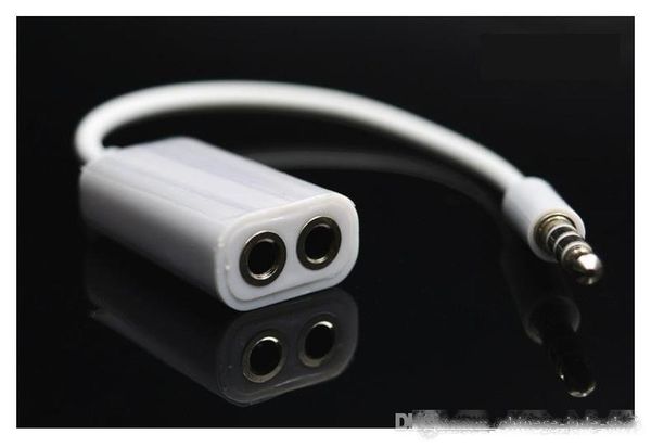 

17cm black white 3.5mm earphone headphone 1 male to 2 female y splitter extend aux audio cable adapter 500pcs