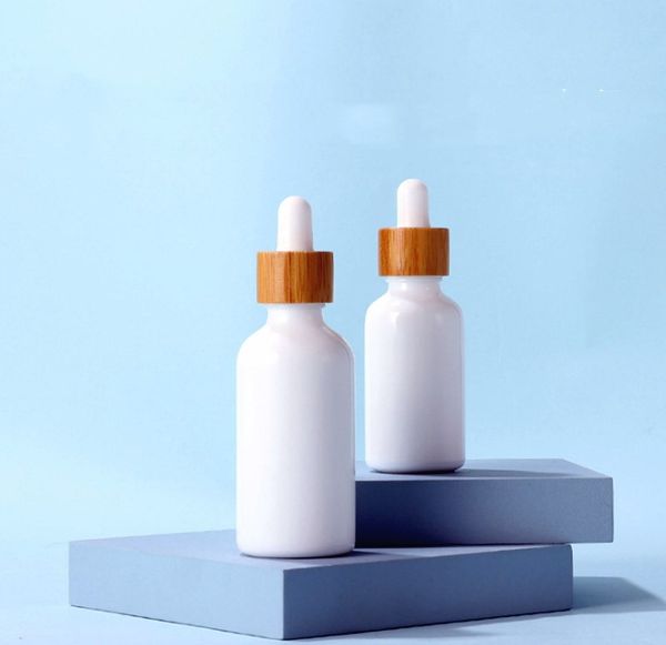 

white porcelain glass jars with bamboo lid glass and dropper 10ml/50ml containers bamboo lids reagent pipette dropper bottles