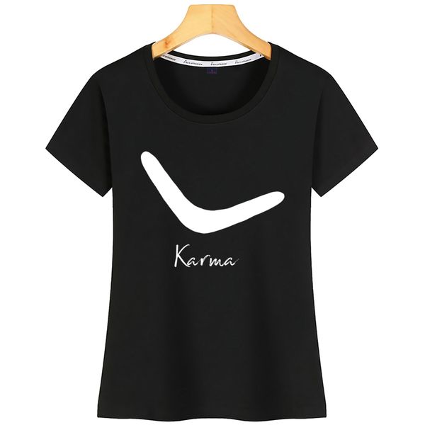 

топы футболка женщина karma boomerang заявление line art kawaii short tshirt подпись