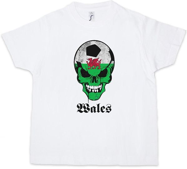 

2019 new fashion casual men t shirt novelty o-neck classic wales footballer skull flag muscle shirt