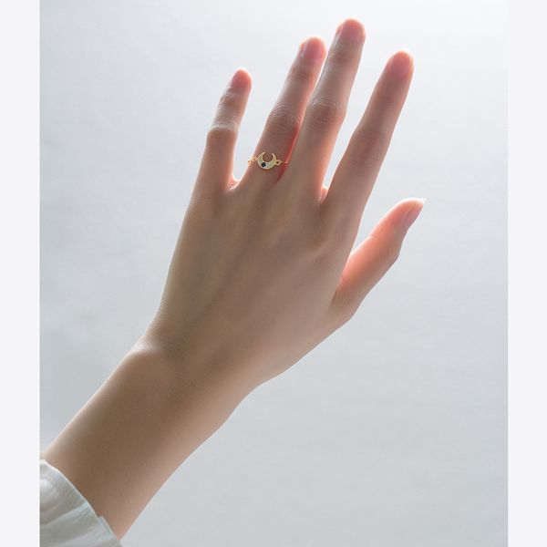 

modian authentic 925 sterling silver exquisite moon simple adjustable finger rings for women clear cz statement jewelry anel, Golden;silver