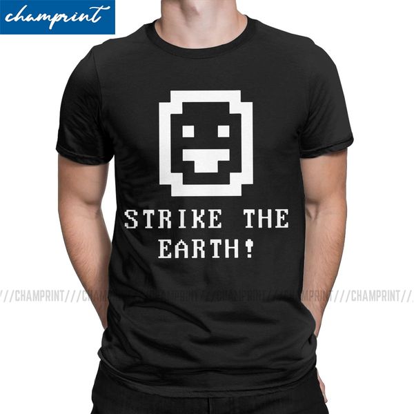 

men's strike the earth dwarf fortress t shirts ascii pixel gaming cotton vintage short sleeve crewneck tees t-shirts