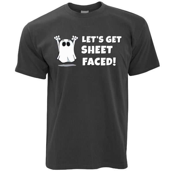 

men creative casual casual short sleeve tshirt novelty let's get sheet faced ghost drunk alcohol party halloween design a shirt