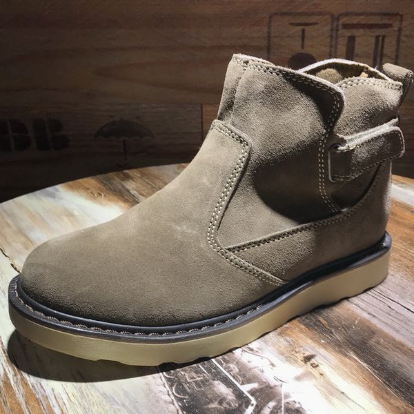 

ze 37-45 eur siretro men cow suede leather hook loop ankle boots boys winter comfortable wedge heel boots, Black