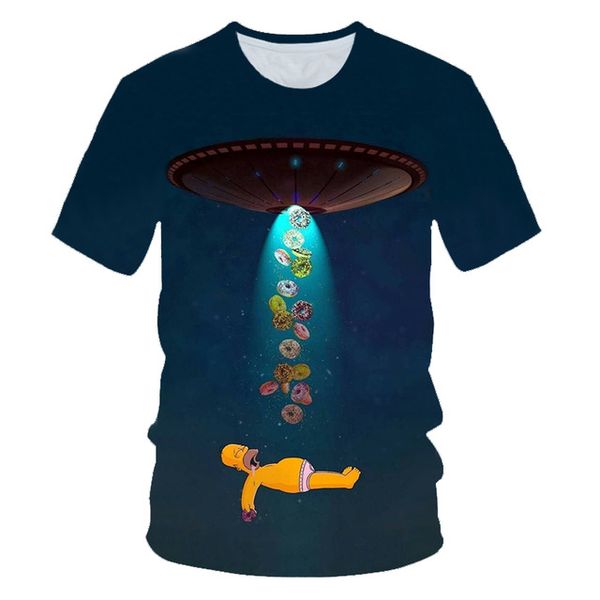 

simpson animation with round collar and in 3d print shirts anime comics kawaii men clothing