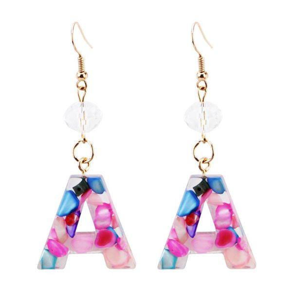 

colorful intital letter drop earring fashion new arabic alphabet charm dangle earring for women jewelry gift, Silver