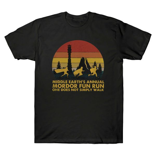 

middle earth's annual mordor fun run lord of the ring retro men's t shirt cotton