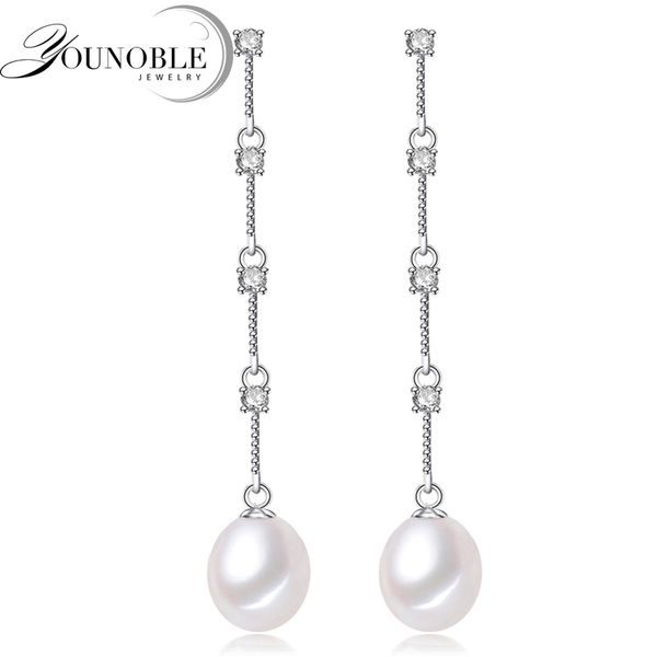 

dangle & chandelier drop long pearl earrings for women,wedding freshwater 925 silver jewelry anniversary gift white 8-9mm box