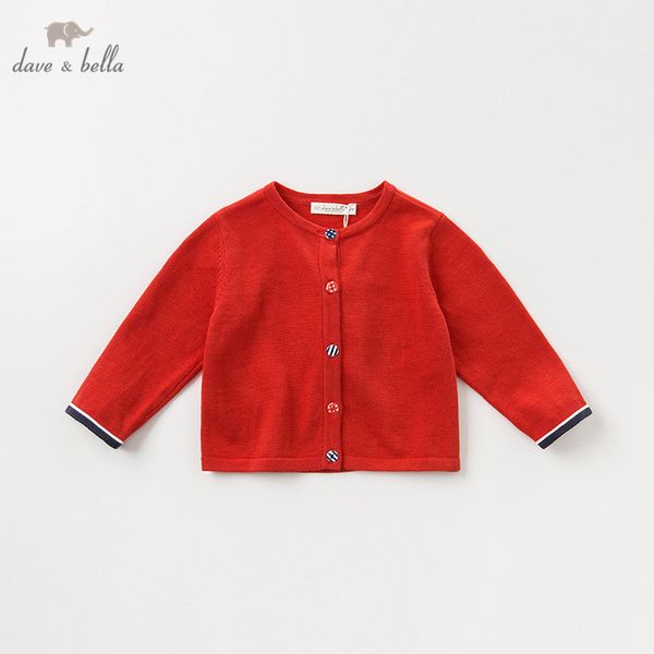 

db11846-1 dave bella autumn infant baby girls fashion red cartoon print cardigan kids toddler coat children cute knitted sweater, Blue