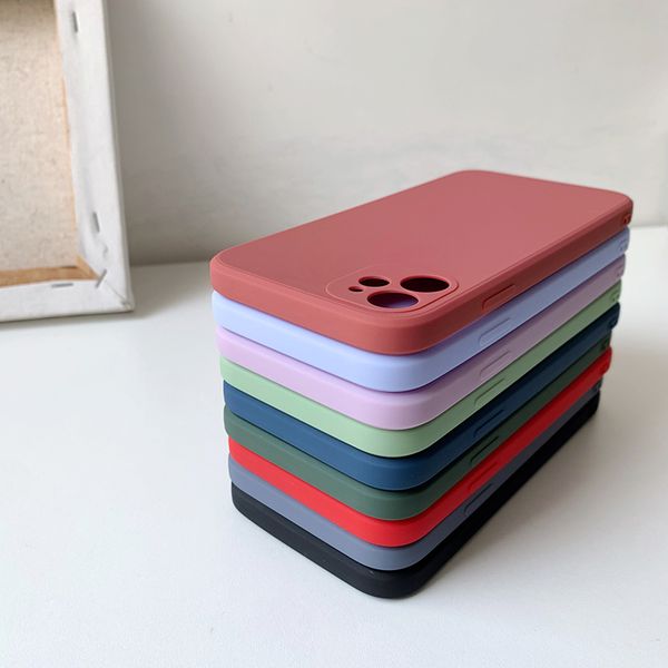 

square straight sided silicone tpu soft phone case for iphone 11 pro max xs xr x 6 6s 7 8 plus se 2020 candy colors protective case