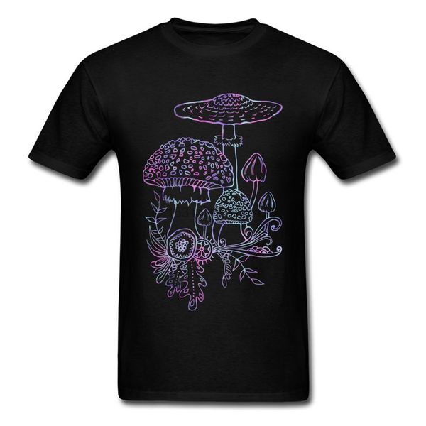 

2020 new coming men t-shirt black tee shirt mushroom cartoon painting male unique street fashion personalized