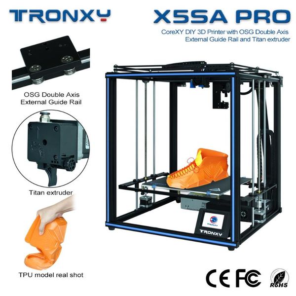 

tronxy 3d printer kit x5sa pro corexy diy 3d printer with osg double axis external guide rail and titan extruder impressora