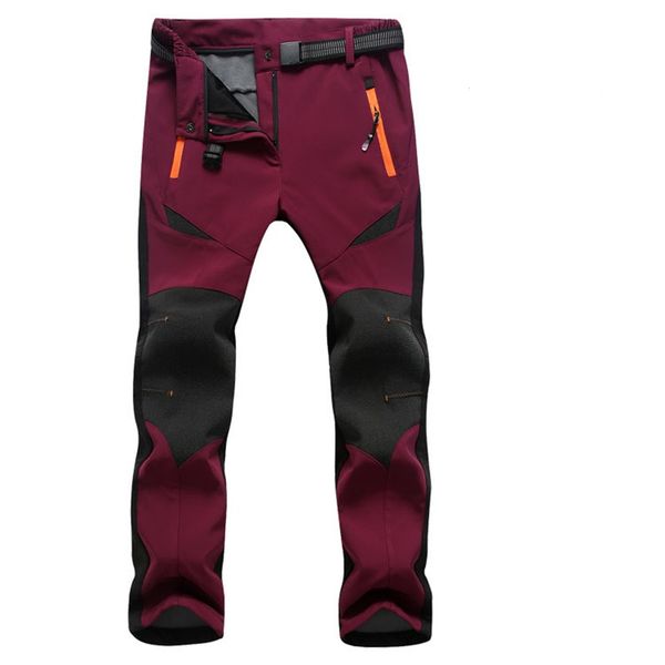 

outdoor pants women's stretch waterproof skiing hiking winter warm windproof trousers fleece softshell camping, Black;green