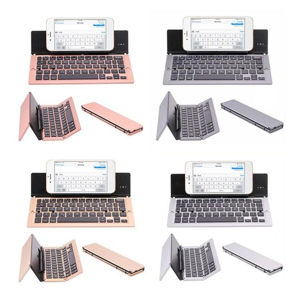 

portable mini wireless bluetooth folding keyboard aluminum alloy foldable rechargeable travel office home keypad