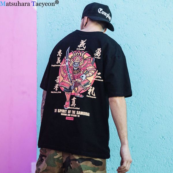 

2019 hip hop t-shirt men japanese samurai printed harajuku t shirts streetwear spring summer short sleeve tee men's tshirt