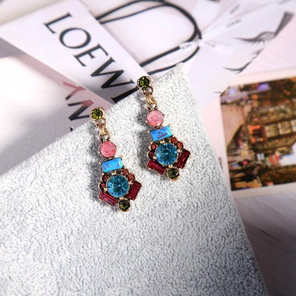 

6 different style blue elegant synthetic stone crystal earrings 2020 pendant earrings trendy gift jewelry, Silver