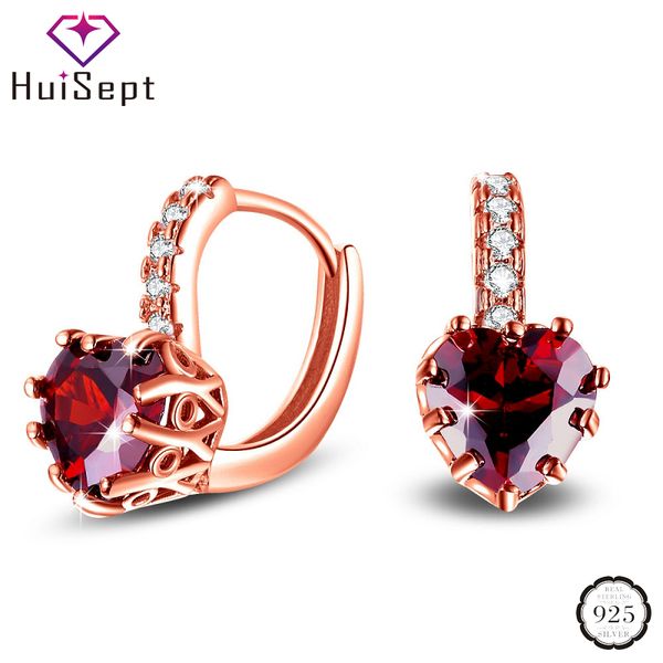 

dangle & chandelier huisept fashion silver 925 earring jewelry heart-shaped ruby gemstone accessories drop earrings for female wedding