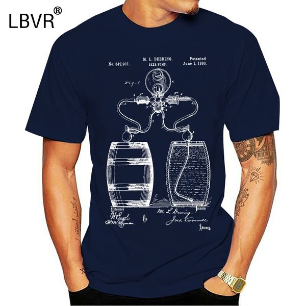 

2020 new cool tee shirt dtg mkwtees beer pump process barrel patent patent t-shirt 100% cotton fashion cotton t-shirt
