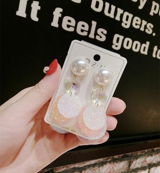 

2020 новая корея стиль девушки серьги имитация pearl пришивания падение серьги для женщин бижутерия аксессуары, Silver