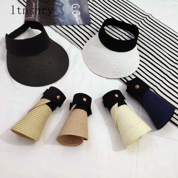 

wide brim hats fashion summer women for folding sun visor empty outdoor sea beach hat female, Blue;gray