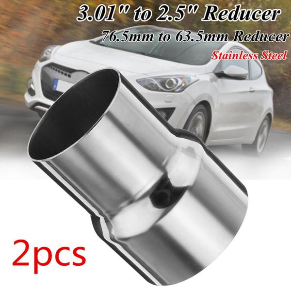 

pair universal 76-63mm car exhaust reducer connector pipe 3"-2.5" exhaust tip connector adapter tube stainless steel