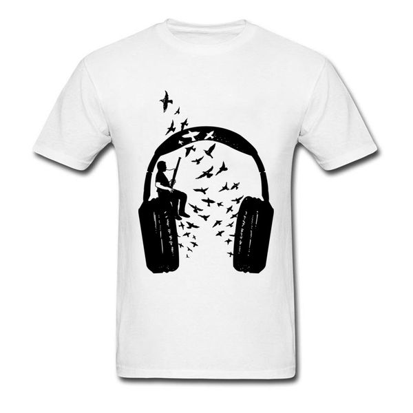 

custom ink black picture tshirt men headphone & bassoon attract spring swallow r funny t shirts music college t-shirt