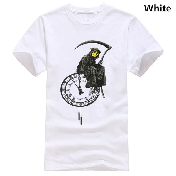 

happy face grim reaper time is ticking banksy grafitti street men t-shirt am39