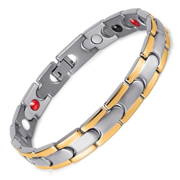 

healing magnetic bracelet men/woman 316l stainless steel magnetic silver color bracelet hand chain, Black