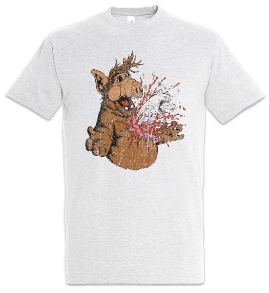 

ужас футболка alf fun чужеродных хэллоуин splatter кровь cat кошки смешно menhigh качество пользовательского печатный tops hipster тройники
