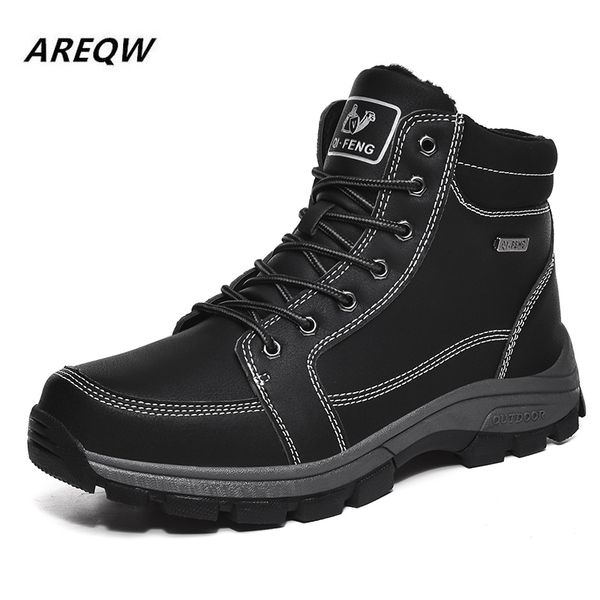 

2020 plus velvet warm men's fashion boots high to help fashion flat-bottom comfortable wild wear men's boots, Black