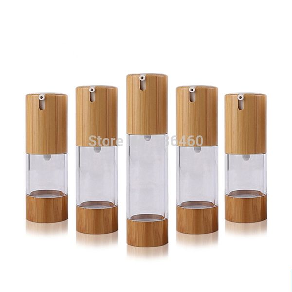 

storage bottles & jars 30pcs 15ml 30ml 50ml eco-friendly bamboo natural cosmetic vacuum pump airless lotion cream bottle wooden custom logo