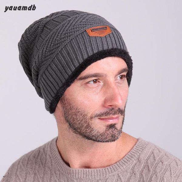 

yauamdb men hats winter man hat male caps knitted sweater skullies bonnet wool hat snap slouch bonnet cap y17, Blue;gray