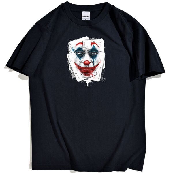 

joker face playing cards pattern t-shirt man hip hop streetwear t-shirts for men harajuku trend comfortable t shirts mens