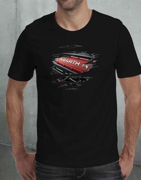

new summer fashion men tee camiseta abarth motor engine efecto desgarrado envio chemise unterhemd short-sleeved cotton t